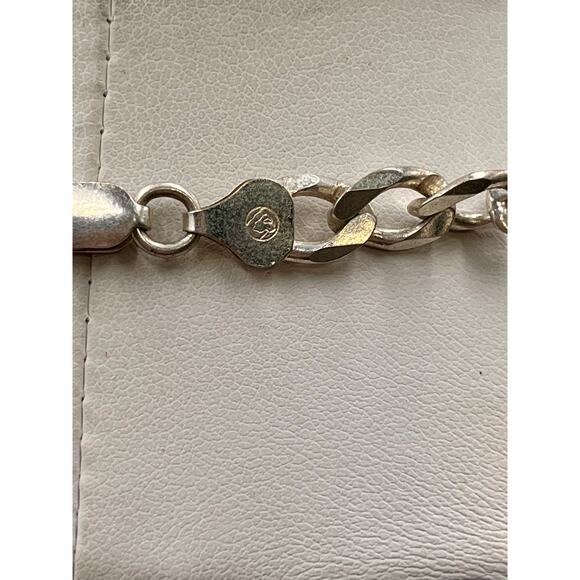 Designer Heavy Unisex 7mm Figaro Sterling Silver Chain Necklace 18” Italy - Picture 6 of 8